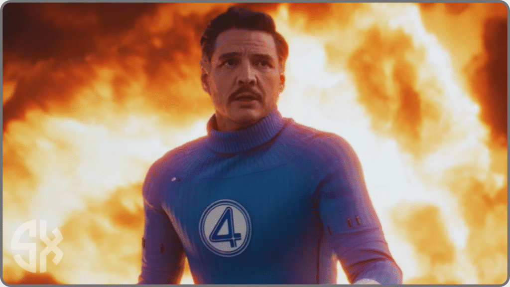 Scene from The Fantastic Four First Steps showing the superhero team in action